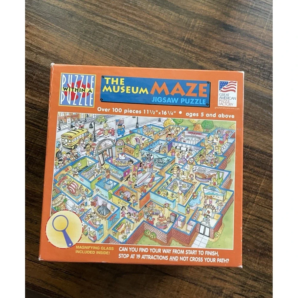 2 Puzzles Treasure Hunt Museum Maze Complete Jigsaw Great American Pc 100-150
